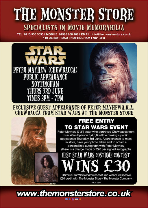 The Monster Company Store Peter Mayhew Chebacca Autograph