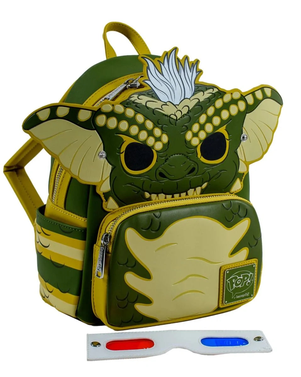 Stripe Gremlin glow in the dark backpack with removable glasses officially licensed by Loungefly