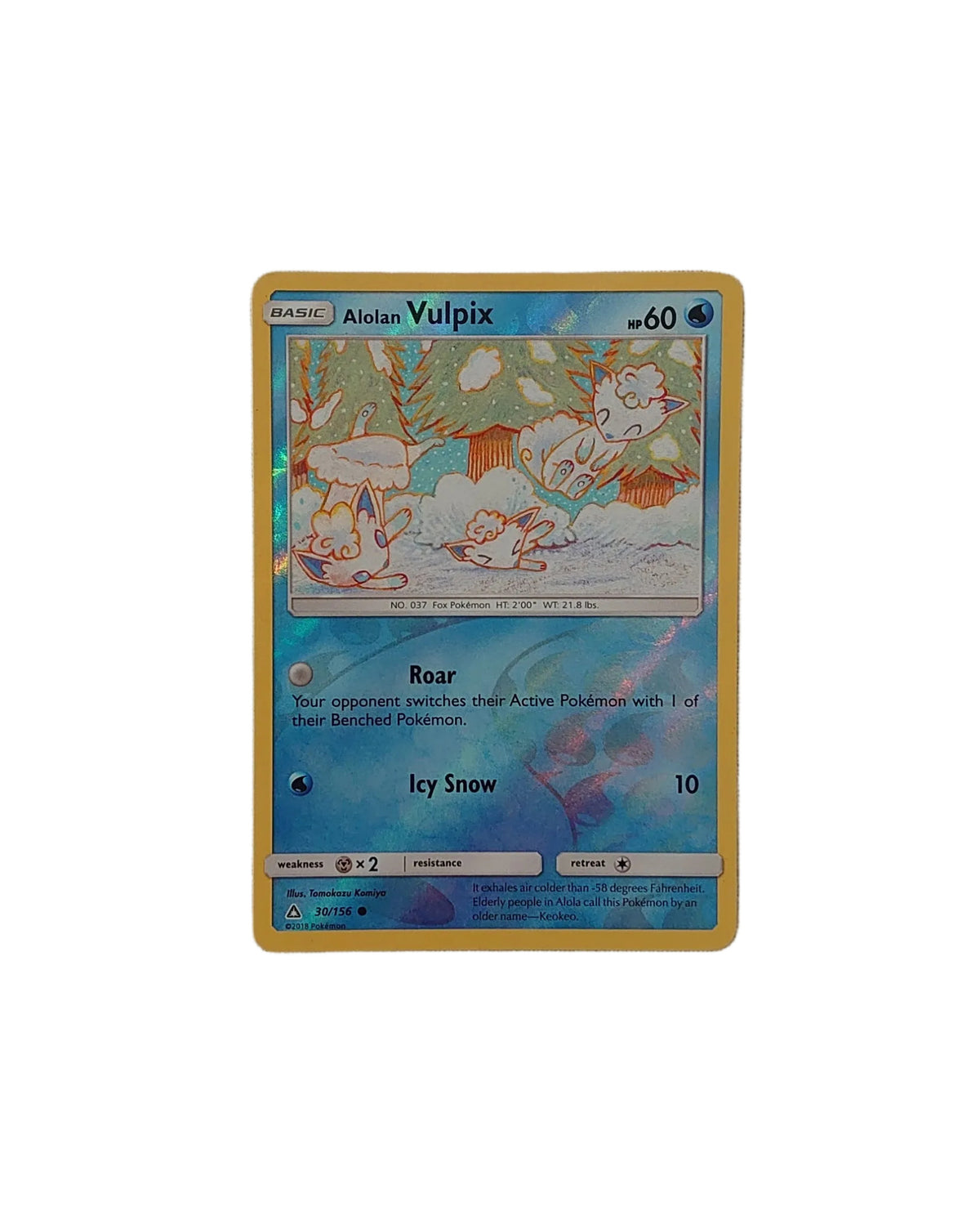 Pokemon TCG Alolan Vulpix 30/156 Reverse Holographic Card From Ultra Prism 2018