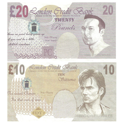 David Tennant 10th Doctor Who £10 Note Phil Collinson £20 Note Props BBC The Runaway Bride