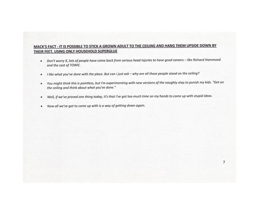 Mack's Fact Card Prop And Joke Prompt Duck Quacks Don't Echo Sky One With Lee Mack