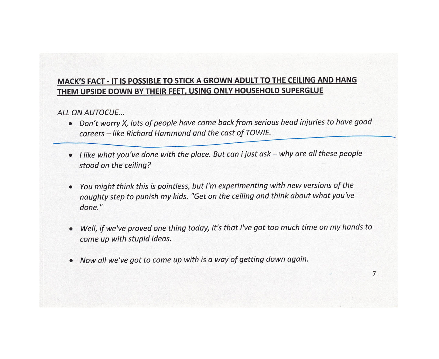 Mack's Fact 2 Card Prop And Joke Prompt Duck Quacks Don't Echo Sky One With Lee Mack