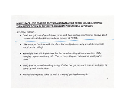 Mack's Fact 2 Card Prop And Joke Prompt Duck Quacks Don't Echo Sky One With Lee Mack