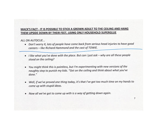 Mack's Fact 2 Card Prop And Joke Prompt Duck Quacks Don't Echo Sky One With Lee Mack