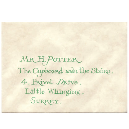 Harry Potter And The Philosopher's Stone Hogwarts Flying Invitation Screen Used Prop Letter