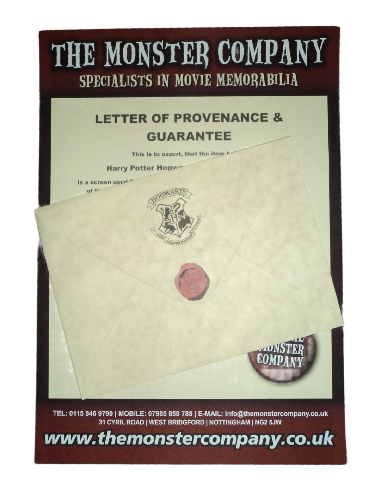 Harry Potter And The Philosopher's Stone Hogwarts Flying Invitation Screen Used Prop Letter