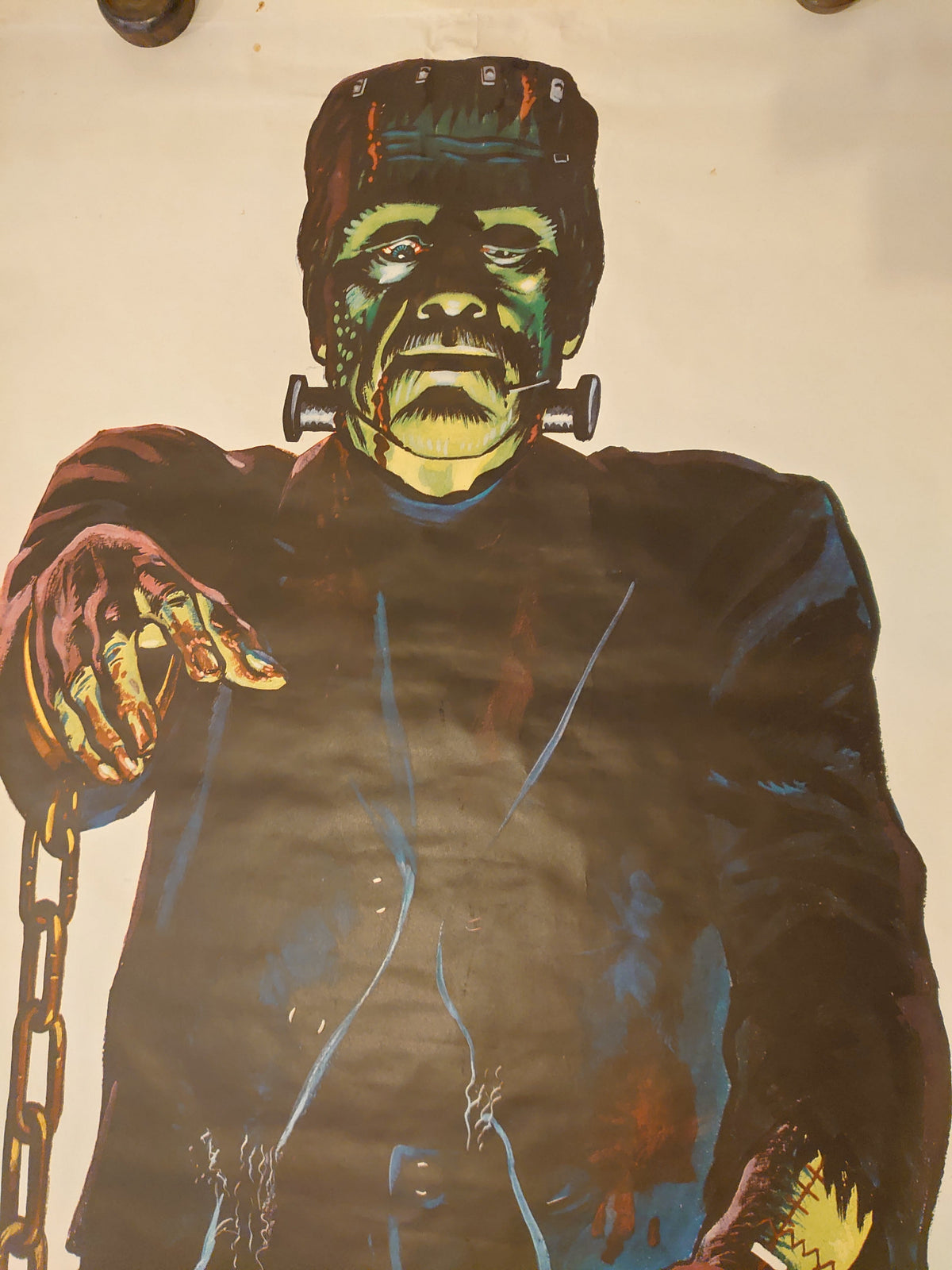 Original Vintage 1960s Frankenstein's Famous Monsters Of Filmland Door Poster Universal Studios Boris Karloff