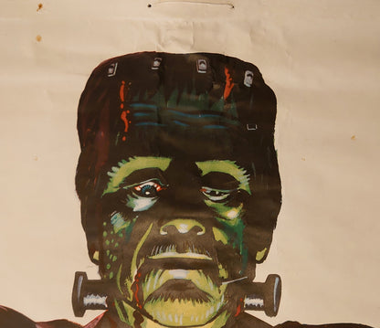 Original Vintage 1960s Frankenstein's Famous Monsters Of Filmland Door Poster Universal Studios Boris Karloff