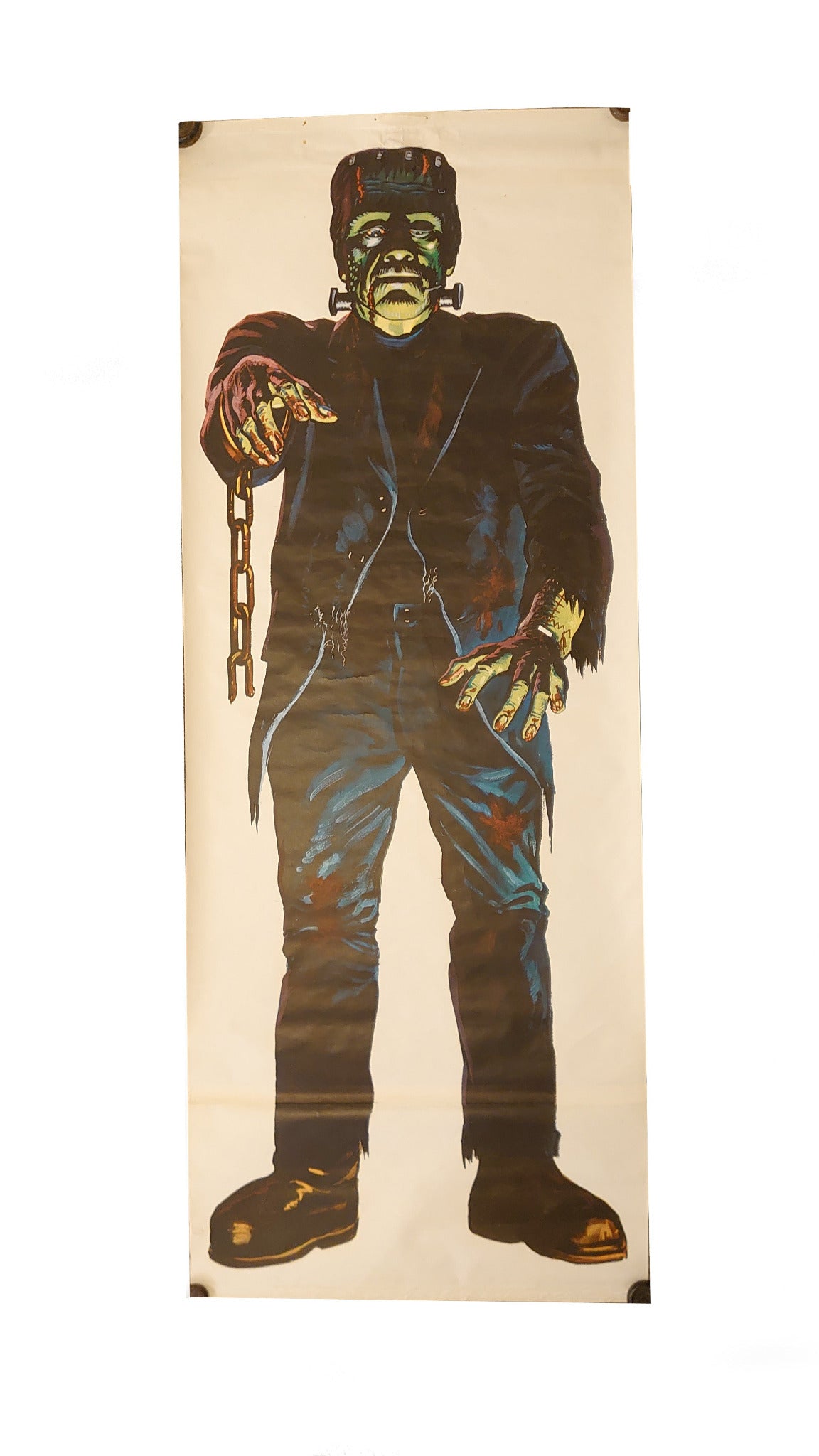 Original Vintage 1960s Frankenstein's Famous Monsters Of Filmland Door Poster Universal Studios Boris Karloff