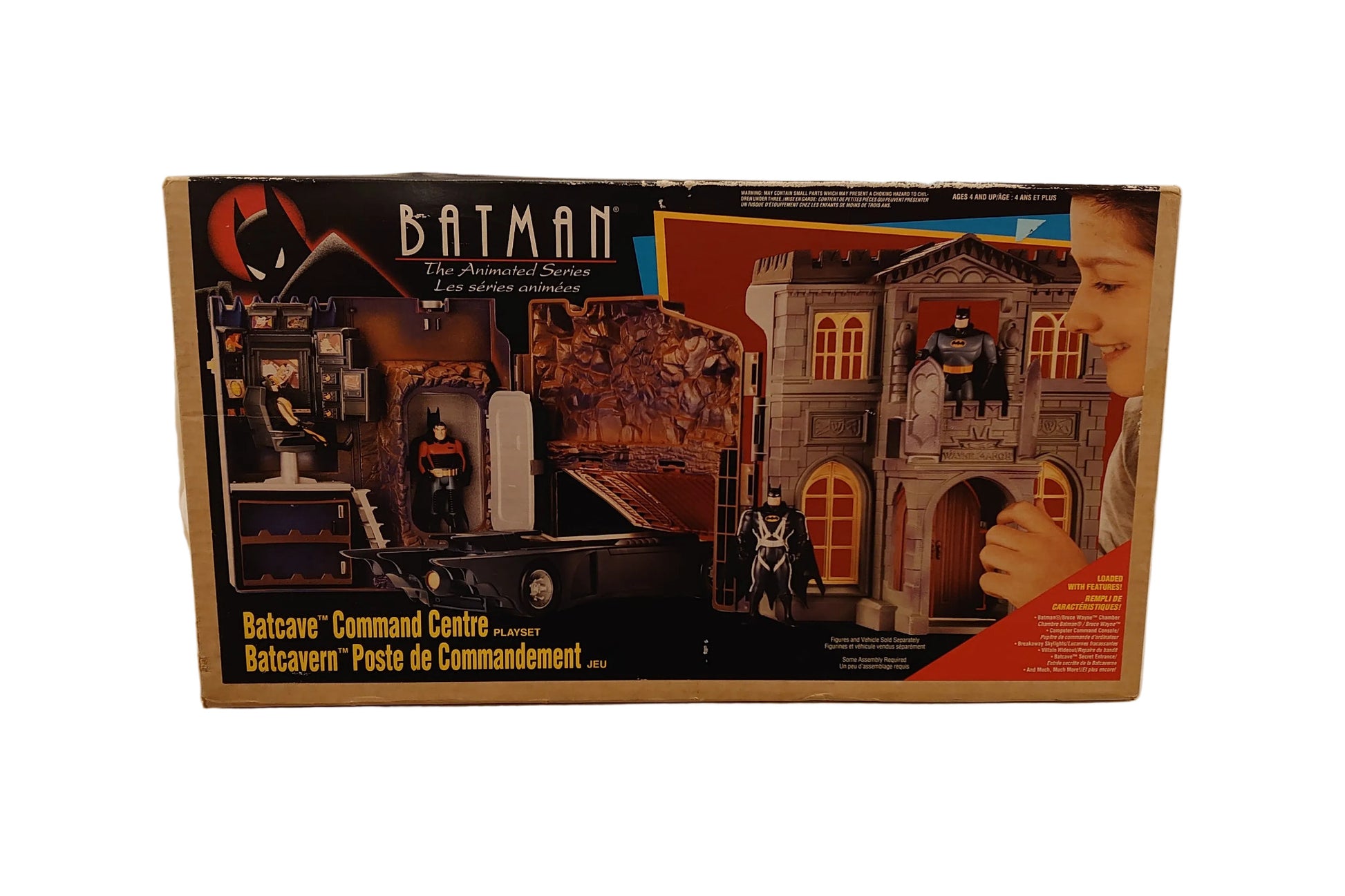 Animated Batman Command Cave / Wayne Manor Playset By Kenner - Canadian Box With Italian Distribution Sticker Giochi Preziosi