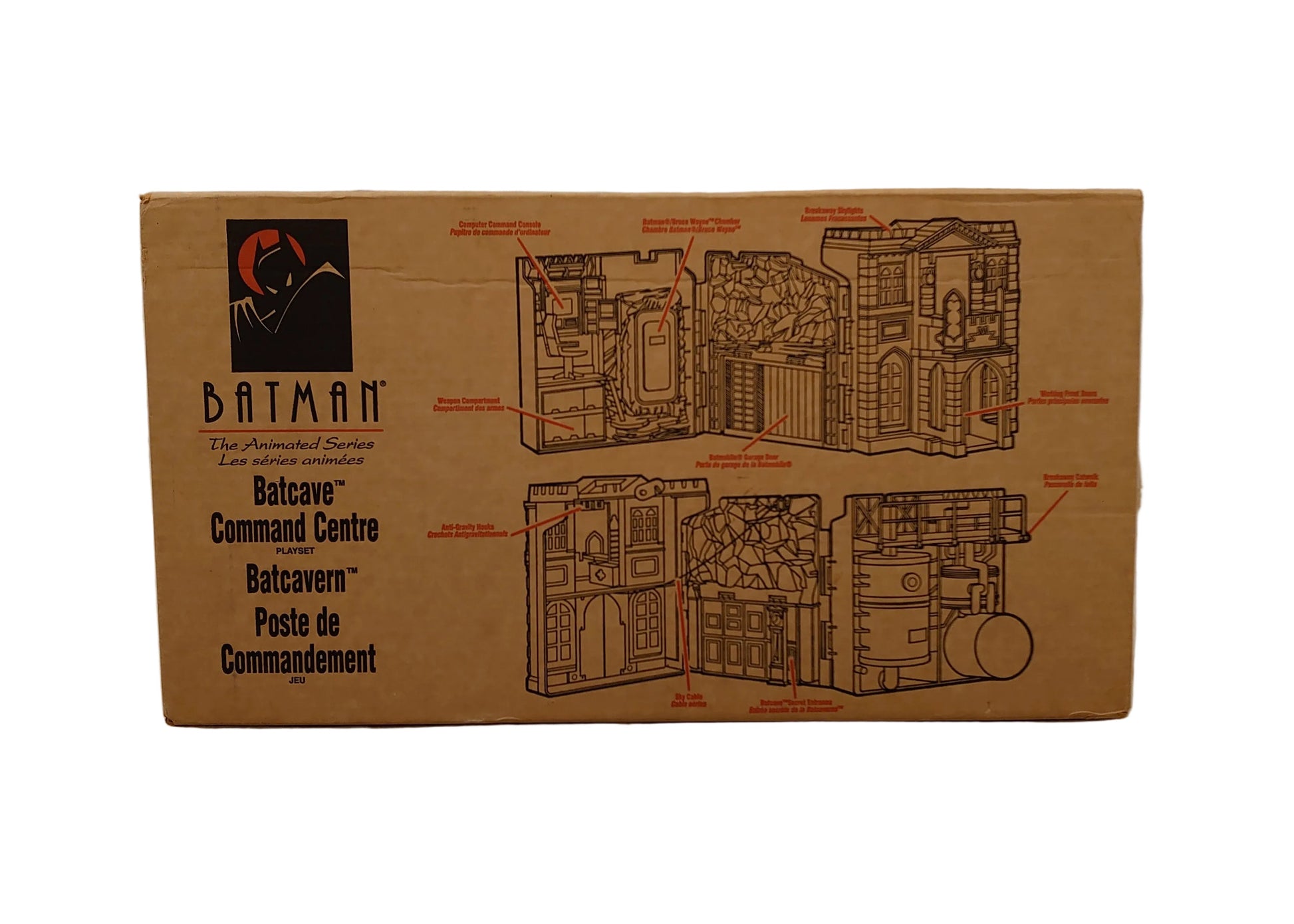 Animated Batman Command Cave / Wayne Manor Playset By Kenner - Canadian Box With Italian Distribution Sticker Giochi Preziosi