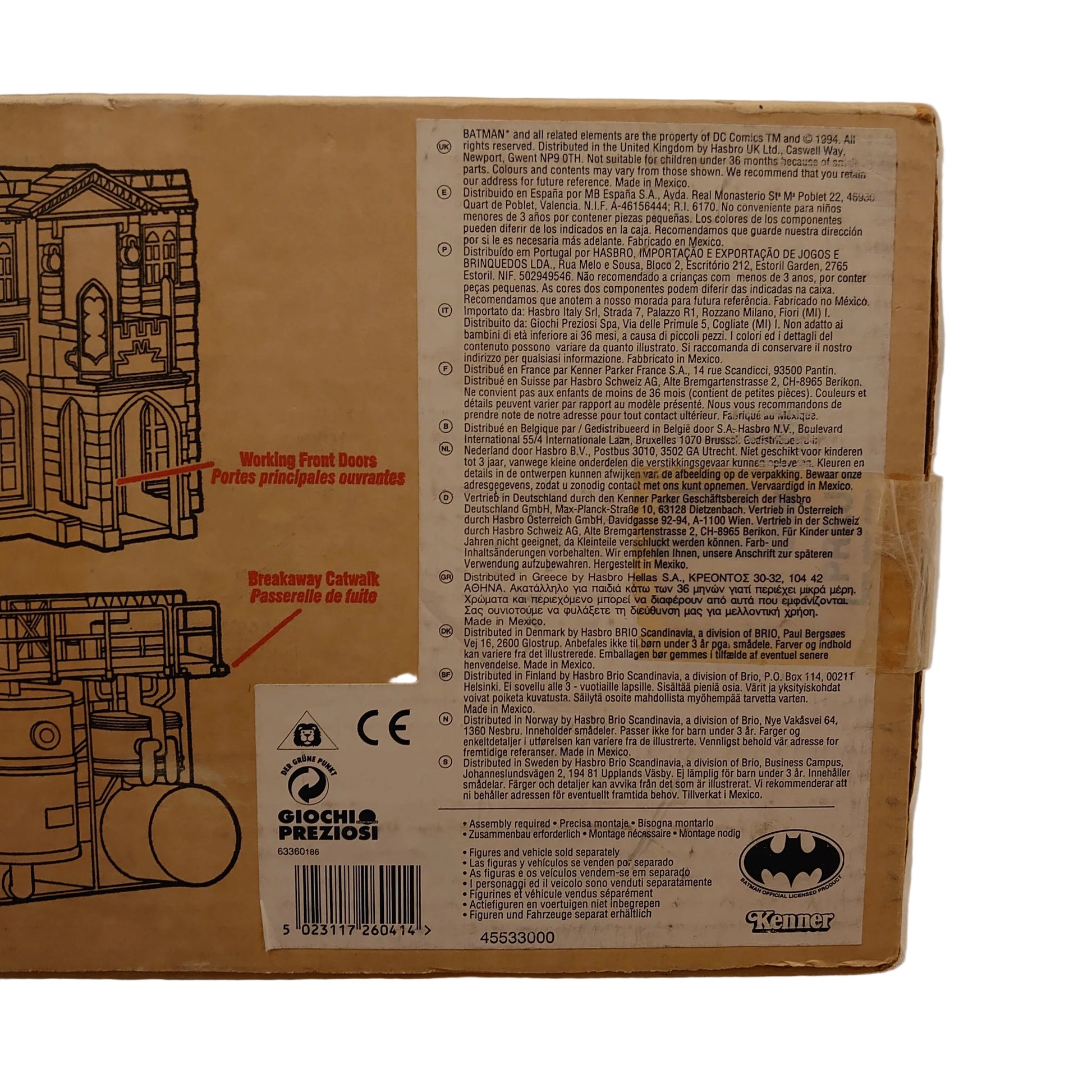 Animated Batman Command Cave / Wayne Manor Playset By Kenner - Canadian Box With Italian Distribution Sticker Giochi Preziosi