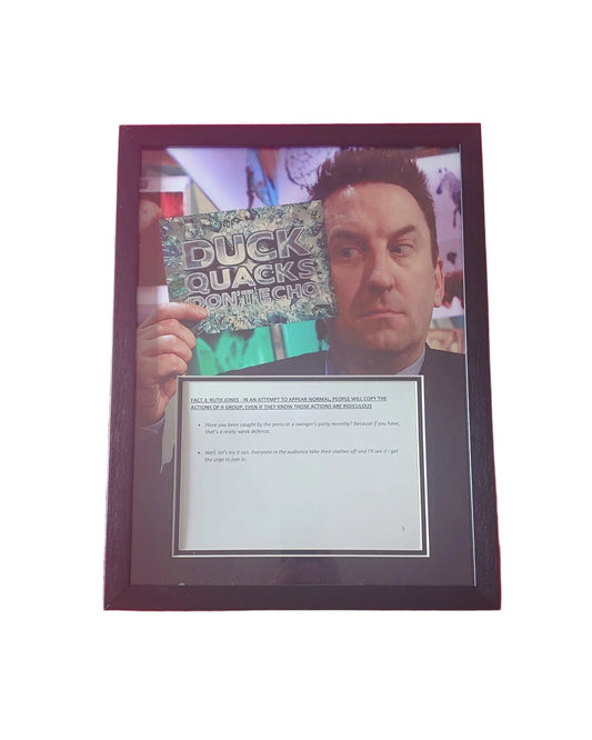 Prompt, Fact And Joke Card Prop - Duck Quacks Don't Echo Sky One With Lee Mack