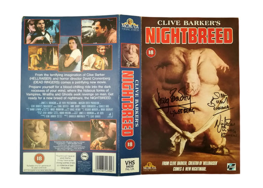 Clive Barker's Nightbreed VHS Signed By Doug Bradley Simon Bamford And Nicholas Vince