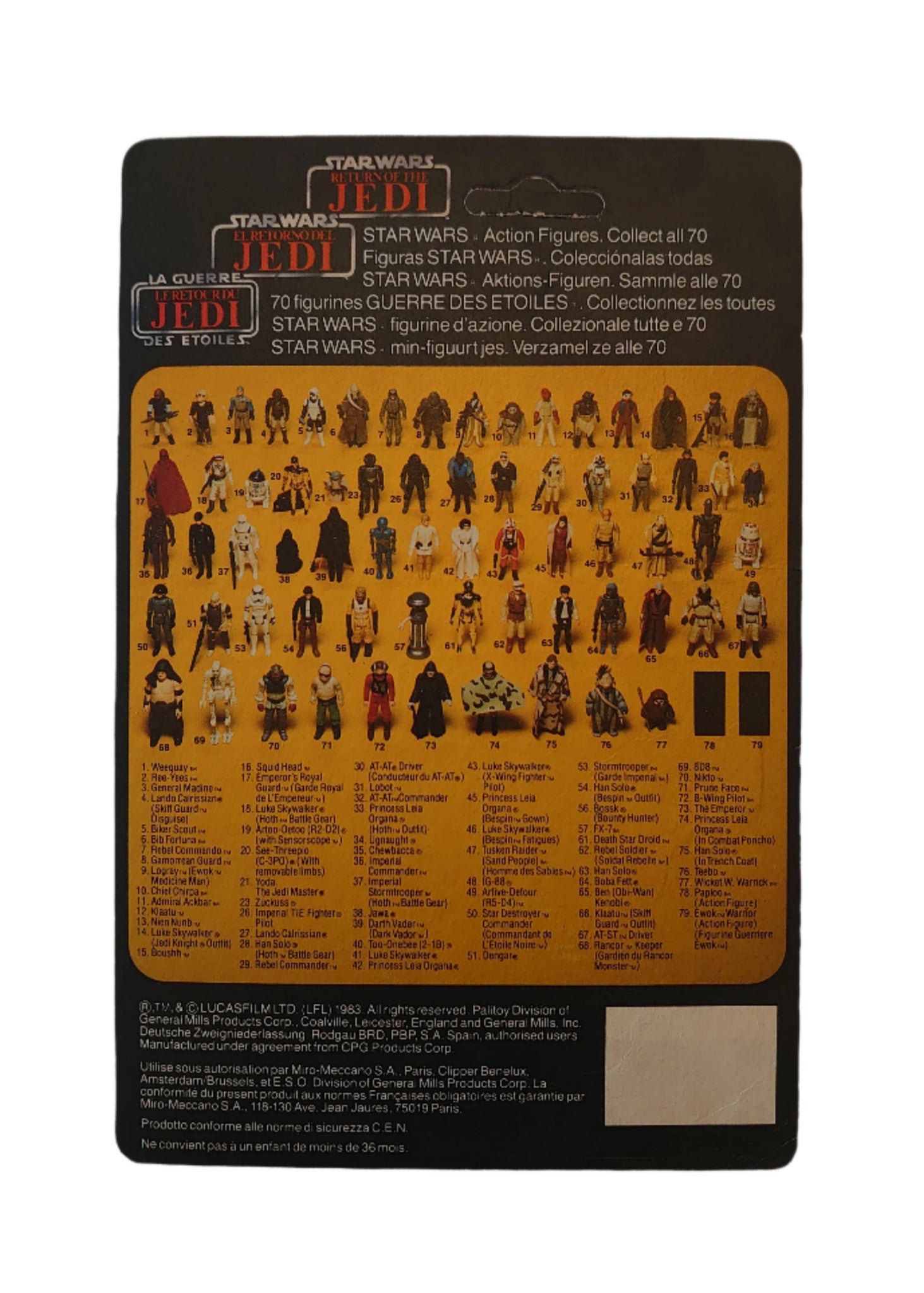 Palitoy Trilogo Imperial Gunner Backing Card Last 17 The Return Of The Jedi Star Wars A New Hope