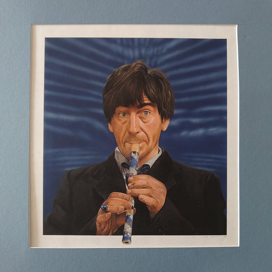 Nick Spender signed original artwork of Partick Troughton the second Doctor from the BBC television series Doctor Who