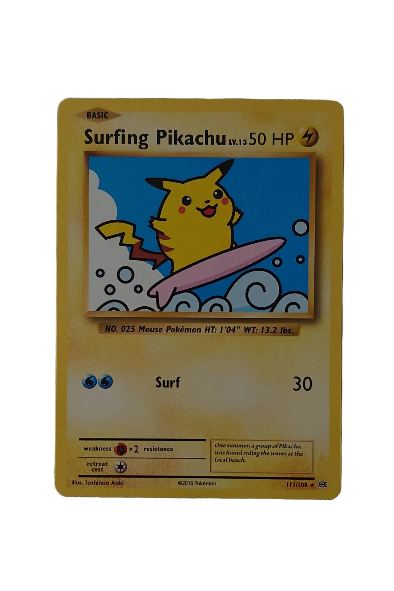 Pokemon Surfing Pikachu Non-Holo Secret Rare From XY Evolutions 111/108