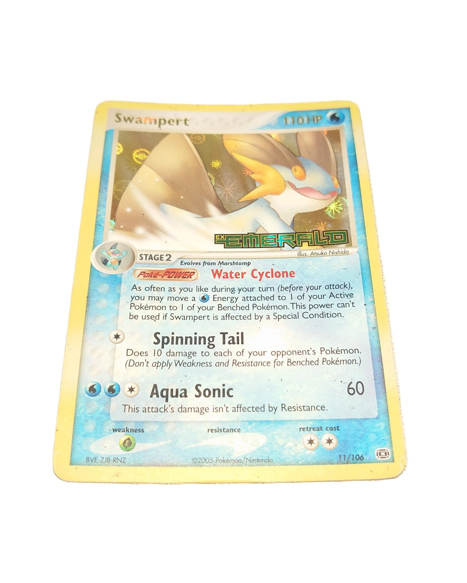Pokemon Swampert Reverse Holo Card With EX Emerald Stamp 11/106 - Art By Atsuko Nishida