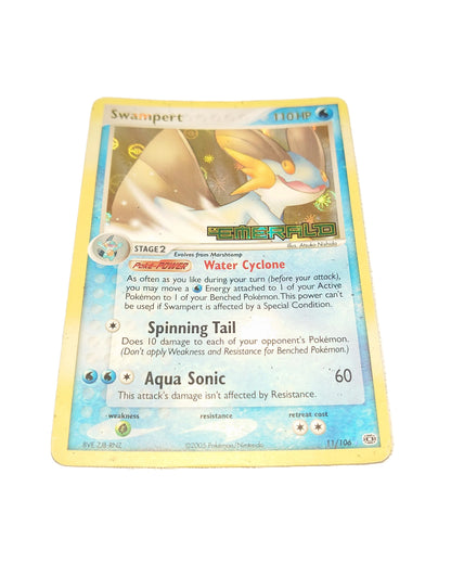 Pokemon Swampert Reverse Holo Card With EX Emerald Stamp 11/106 - Art By Atsuko Nishida