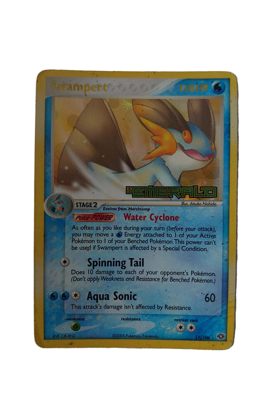 Pokemon Swampert Reverse Holo Card With EX Emerald Stamp 11/106 - Art By Atsuko Nishida