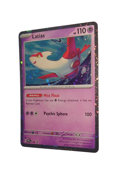 Pokemon Black Star Promotional Cosmos Holographic Foil Latias Card With Two Galaxy Swirls #139 From Scarlet & Violet