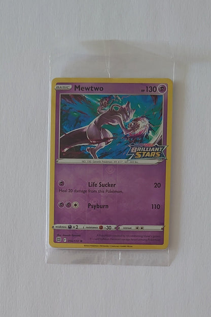 Pokemon Brilliant Stars Stamped Reverse Holo Mewtwo Sealed Card From Sword & Shield 056/172