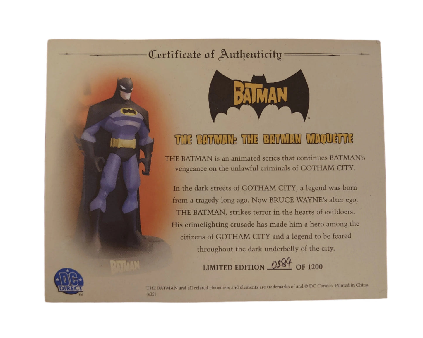 Limited Edition Detective Comics The Batman Animated Statue By DC Direct