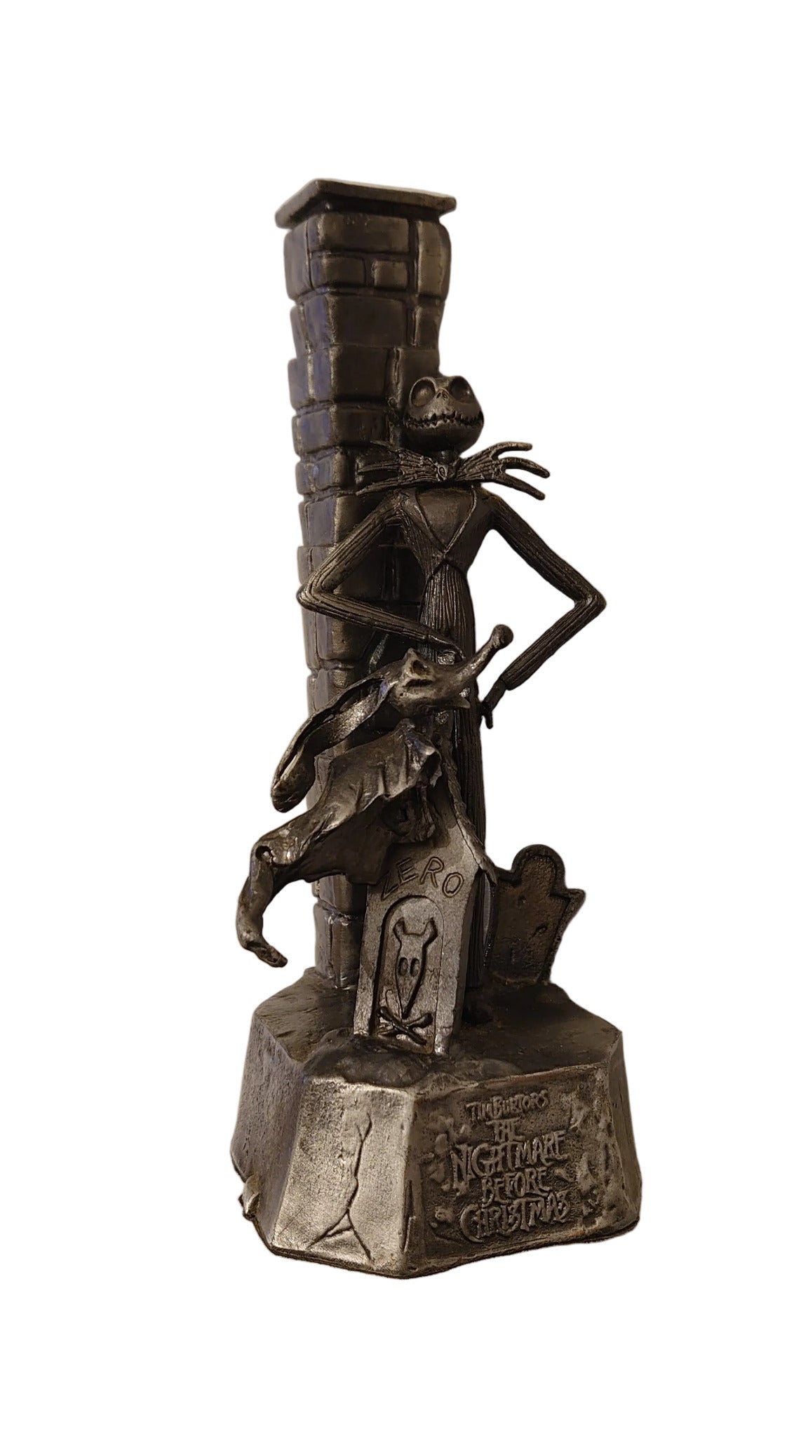 Pewter Statue Jack Skellington And Zero Lamp From The Touchstone Pictures Film - The Nightmare Before Christmas By Tim Burton