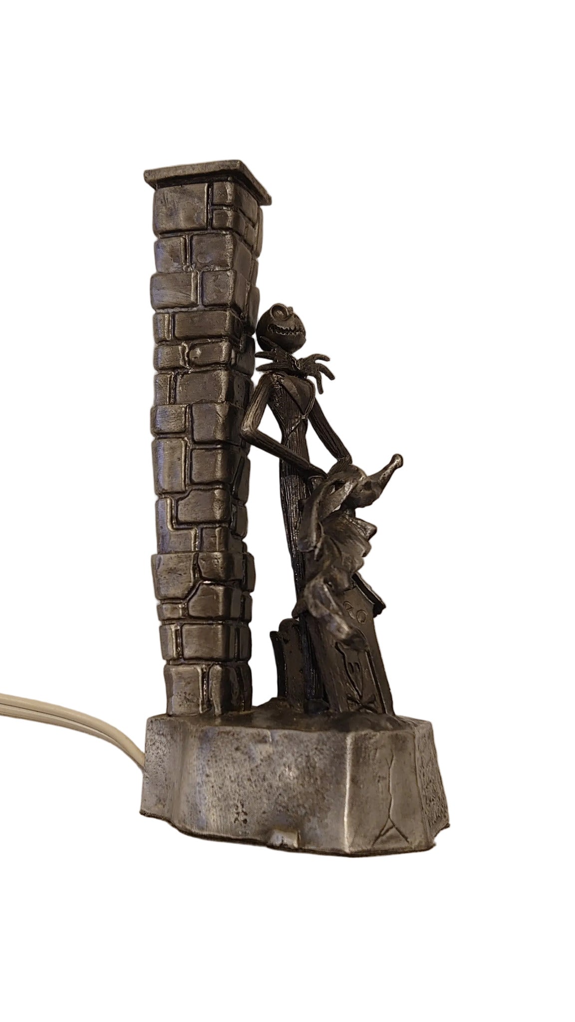 Pewter Statue Jack Skellington And Zero Lamp From The Touchstone Pictures Film - The Nightmare Before Christmas By Tim Burton