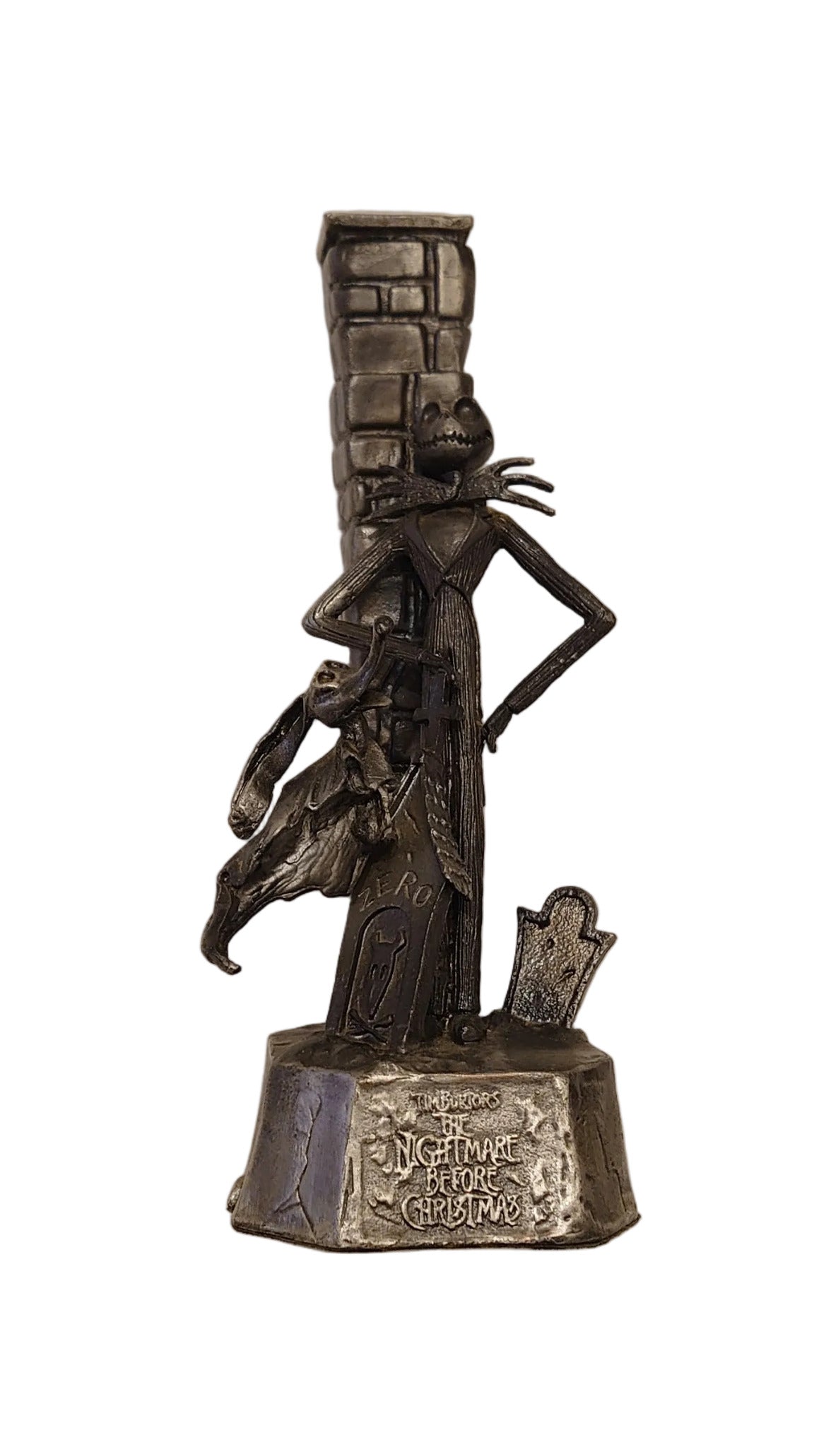 Pewter Statue Jack Skellington And Zero Lamp From The Touchstone Pictures Film - The Nightmare Before Christmas By Tim Burton